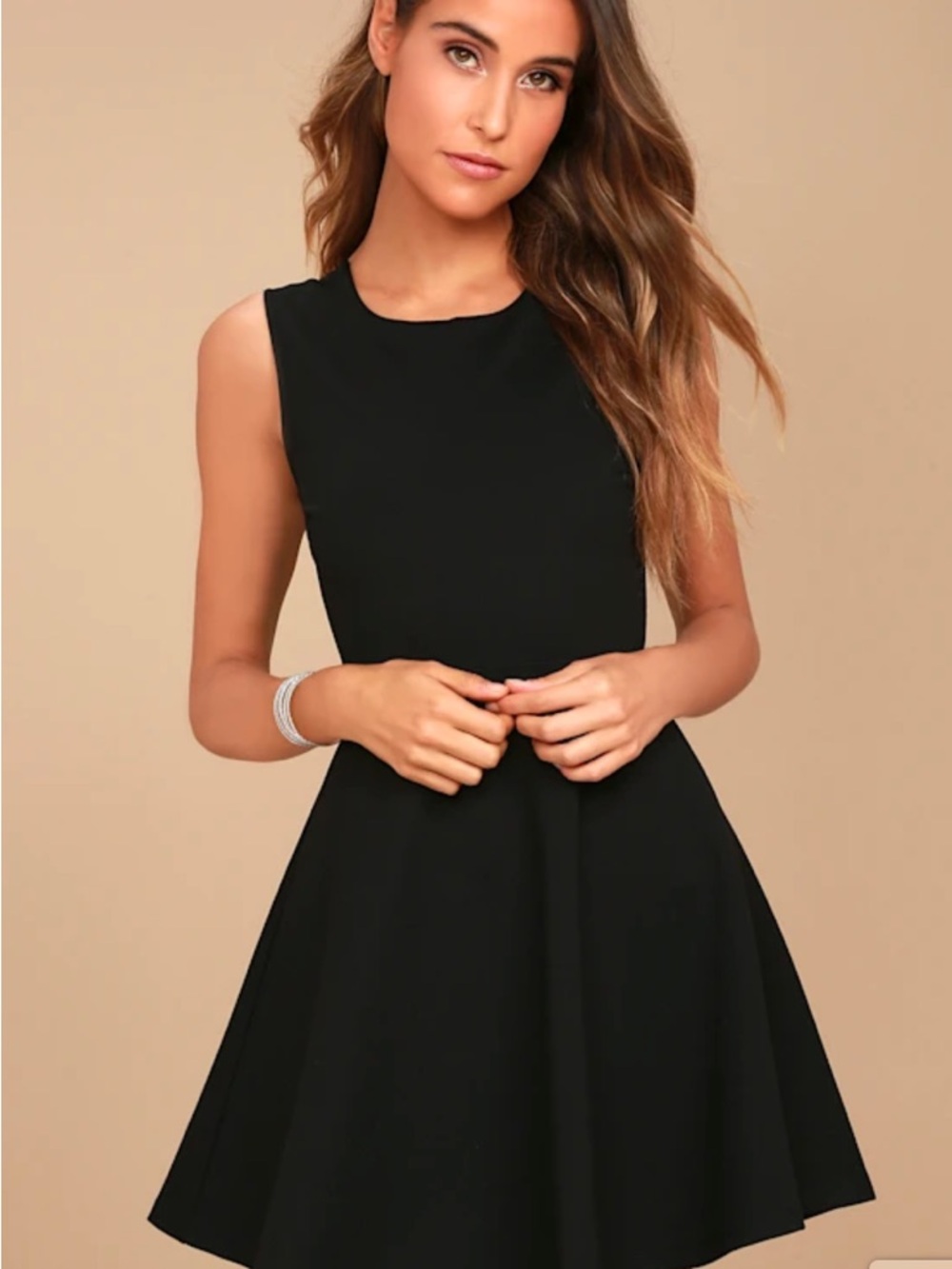 Lulu's Sleek Black Sleeveless Fit-and-Flare Mini Dress